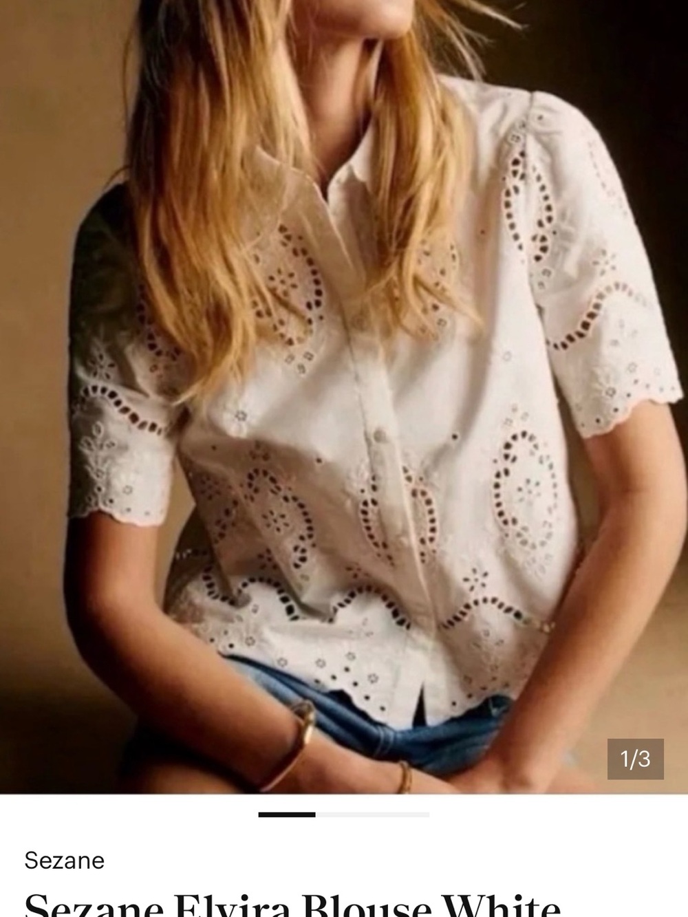 Sezane Pink Eyelet Button-Front Blouse